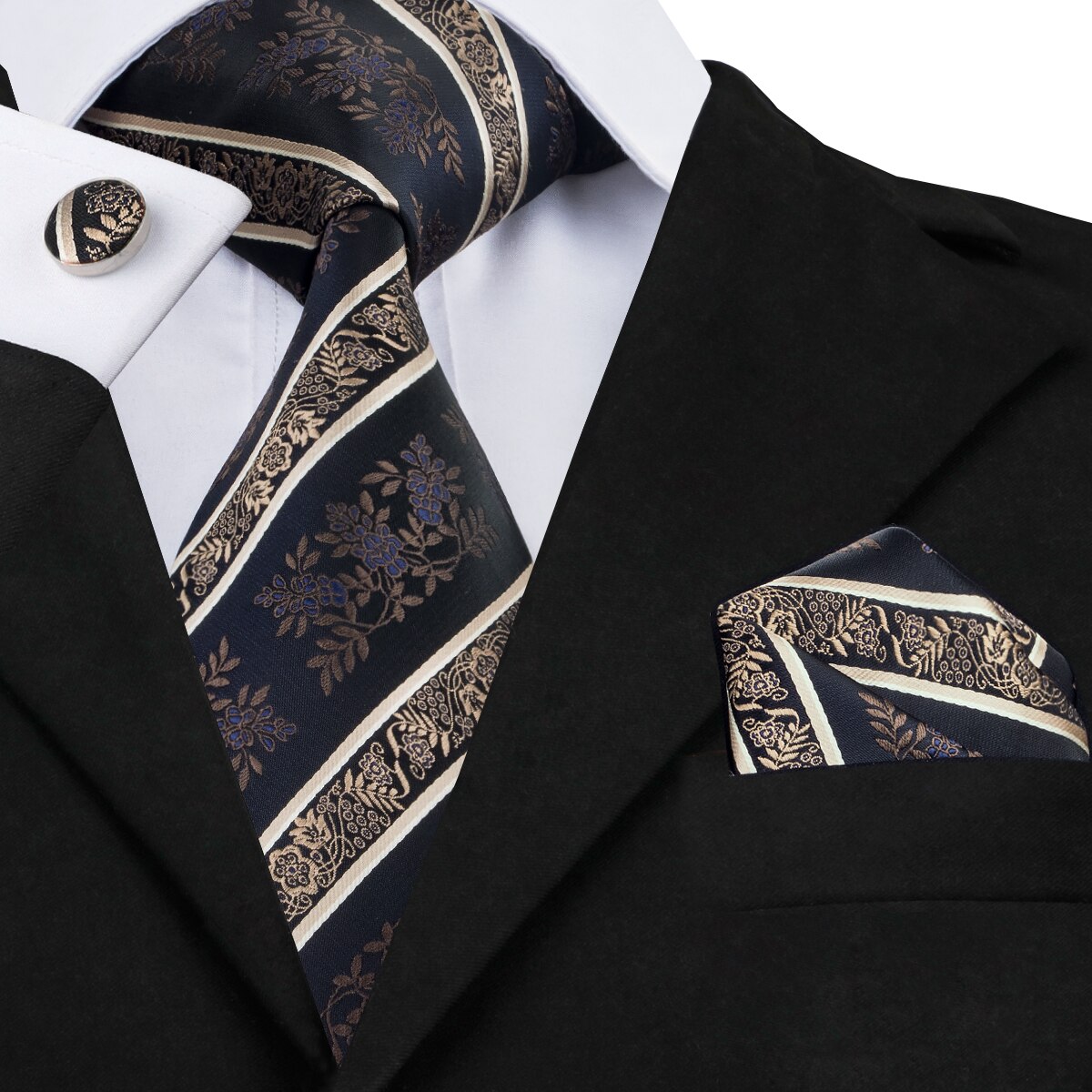 Hi-Tie, nueva corbata gris clásica para hombres, tela de seda Jacquard, juego de gemelos y pañuelo tejido para hombres, de , corbatas de seda SN-1466: SN-0798