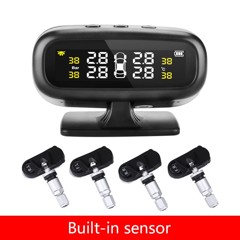 TPMS Tire Pressure Monitoring System High-precision Solar Intelligent Temperature Warning Display USB Output tpms with 4 Sensors