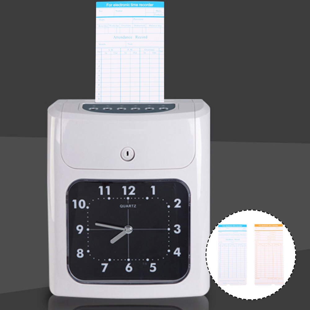 1 set of Practical Durable Useful Clock Paper Attendance Recorder Time Card: Default Title