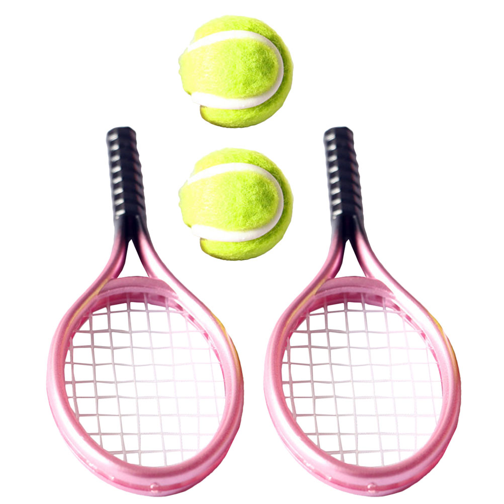 2 setzt puppenhaus-Tennis-dekoration Mini-Tennis-einstellen Mini-tennisschläger für beladen, zuhause, freundlicher