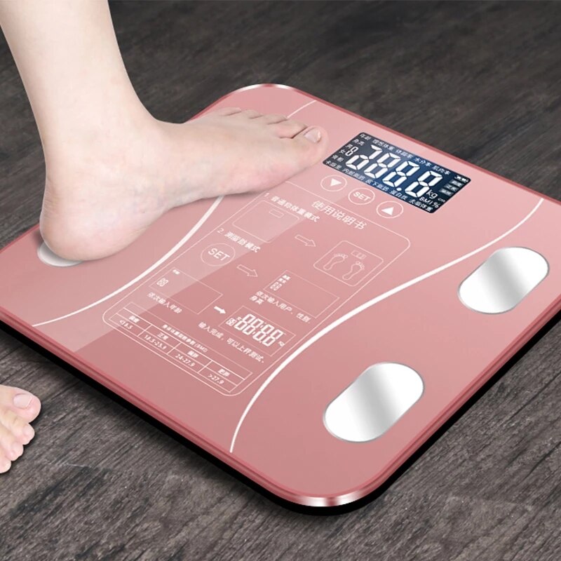 Bilancia per grasso corporeo Bluetooth bilancia BMI s bilancia pesapersone digitale senza fili intelligente per bagno bilancia per analizzatore di composizione corporea