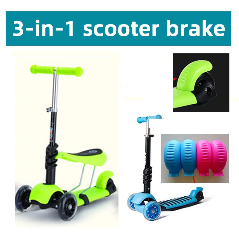 Almofadas de freio scooter para crianças, freio de roda traseira, skid, roda traseira, acessórios, 3 ou 4 rodas