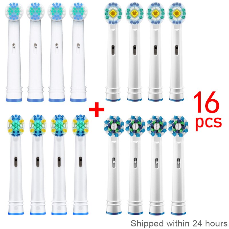 16Pcs Vervanging Voor Braun Opzetborstels Opzetborstel Voor Oral B D12 Gum Care Cross Nozzles D29 D34 D36: C