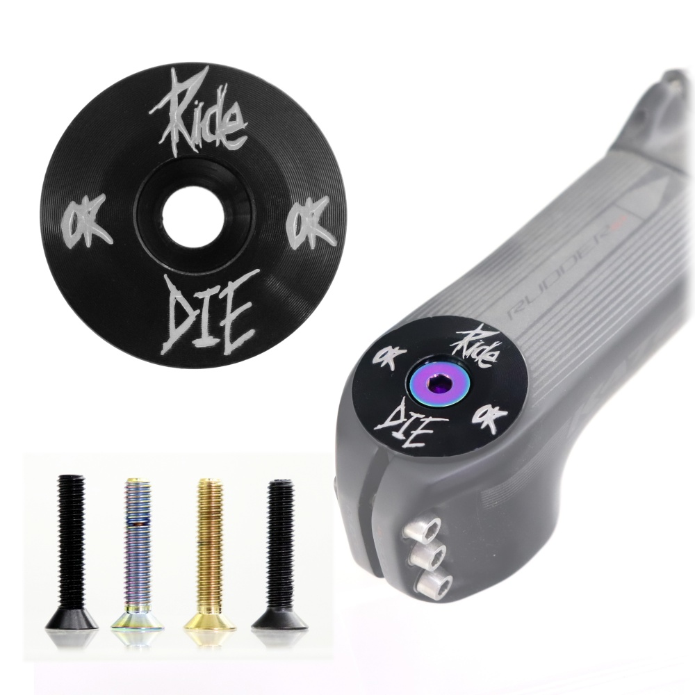 Ride or Die – capuchon supérieur de casque de vélo avec vis en titane M6 x 30mm, pour fourche avant de 1-1/8 pouces, couvercle supérieur de tige en alliage d'aluminium