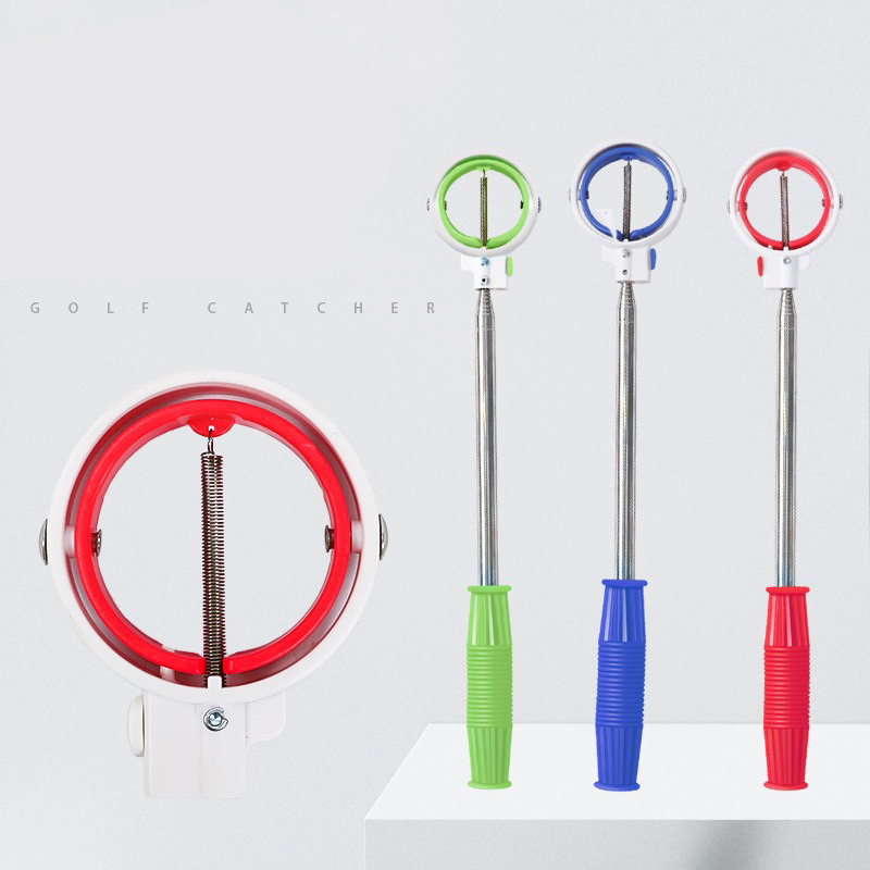 Golfboldopsamler bærbar golfboldfanger golfboldopsamlingsværktøj skaft i rustfrit stål automatisk låsende opsamler