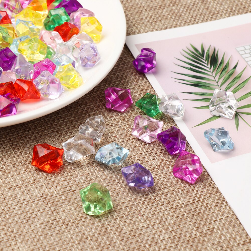 50Pcs Colorful Art Artificial Stones Crystal Ice Cubes Vase Filler Wedding Ornament Garden Cobblestones Aquarium Decoration