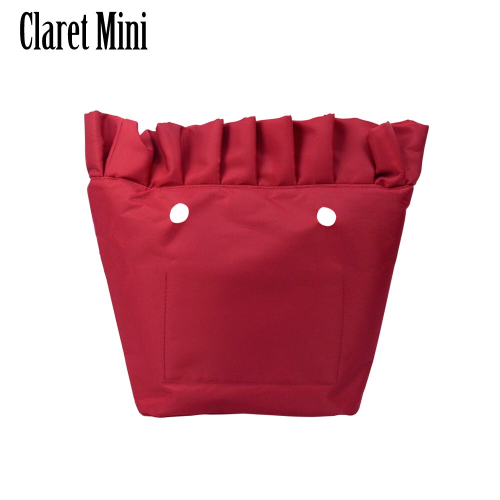 Tanqu Frill Pleat Soild Fabric Waterproof Inner Lining Insert Zipper Pocket for Classic Mini Obag Inner Pocket for O Bag: claret mini