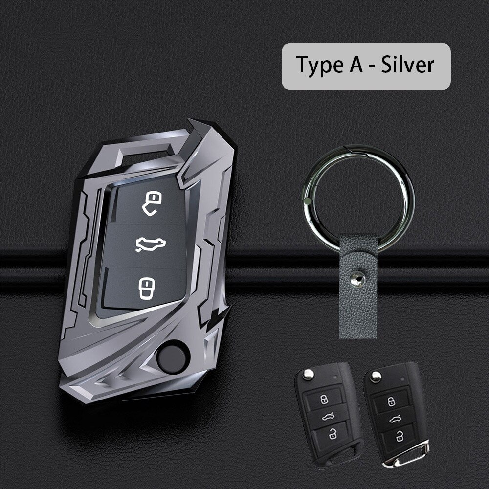 Zinklegering auto afstandsbediening sleutelbehuizing voor volkswagen vw golf 7 mk7 tiguan touran voor skoda octavia  a7 seat leon ibiza: Zilver-a