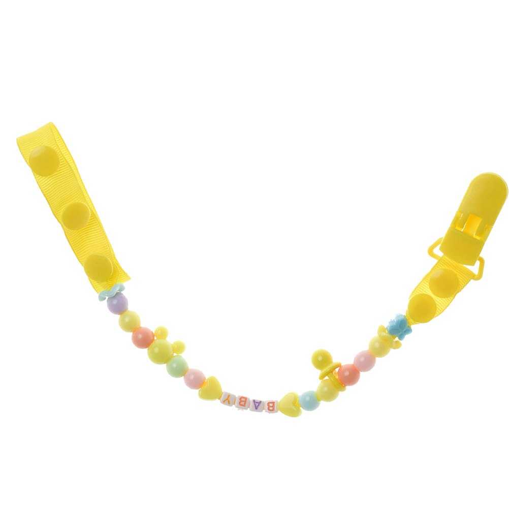 1 pc Baby Fopspeen Clip Duurzaam Multi-stijl Kralen Tandjes Clip Fopspeen Houder Fopspeen Houder voor Baby Baby Peuter: YELLOW