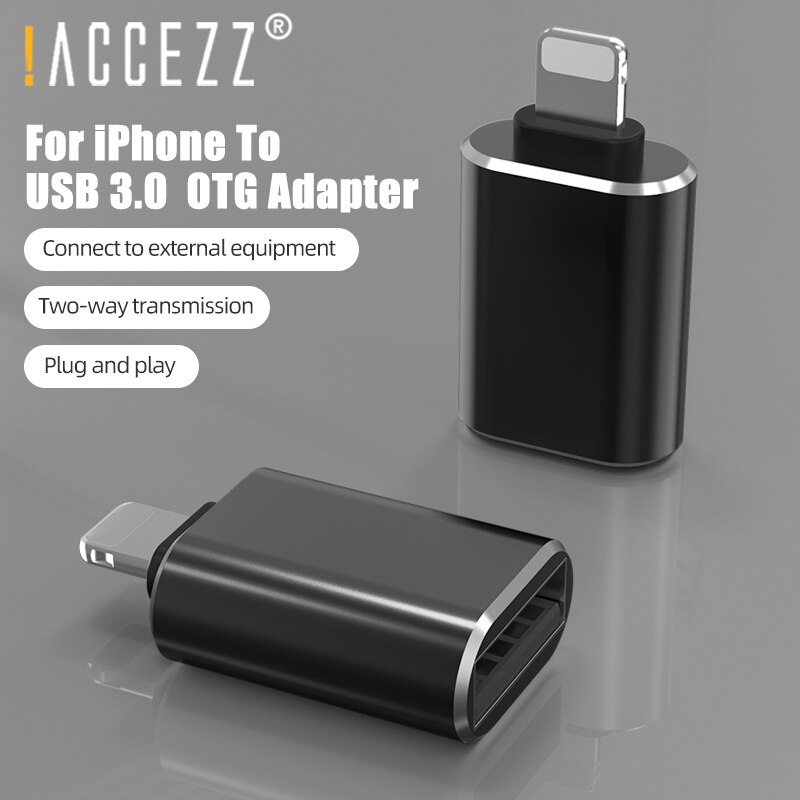 ! Accézz pour iPhone adaptateur vers USB 3.0 OTG accessoires de téléphone portable U disque clavier convertisseur pour iPhone 11 Pro Max 7 8 iOS 12 13: Black