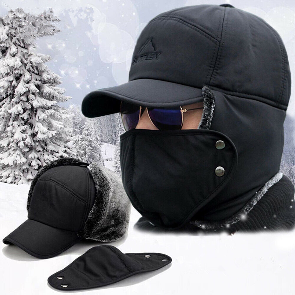 Men Winter Aviator Bomber Hat Trooper Ear Flap Snow Ski Elmer Fudd Mask Hood Cap