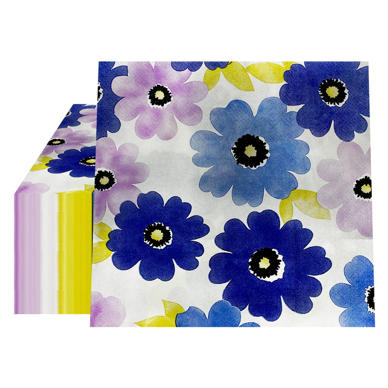 20 stk/pakke blomsterprintede decoupage papirservietter håndværk dekoration bryllupsfest 2- -lags firkantede middagsservietter: Lilla