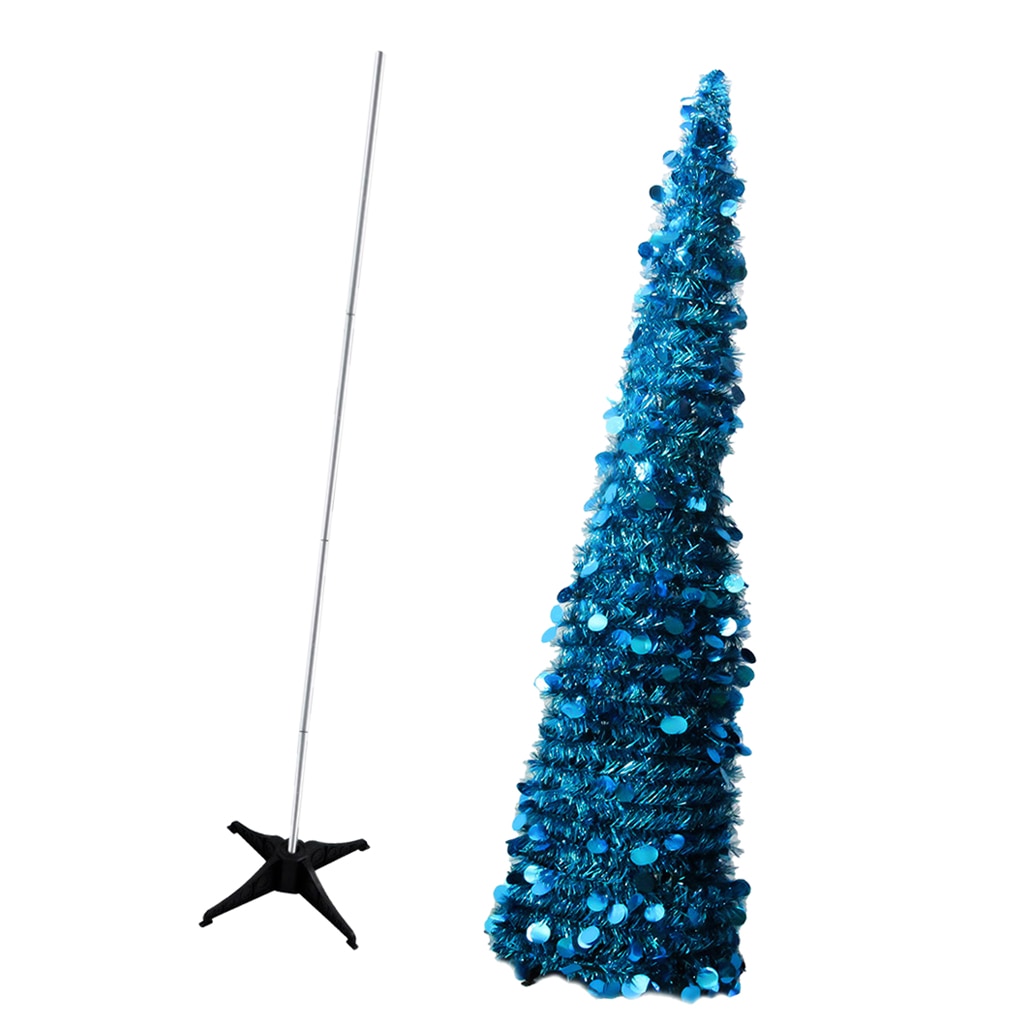 5 Foot Pop Up Tinsel Artificial Christmas Tree with Stand Blue Christmas Year Decor