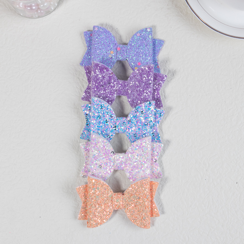 Lazos para el pelo de 5 piezas para niña, pinzas brillantes de 3 pulgadas, conjunto de accesorios para el cabello multicolor: Azul cielo