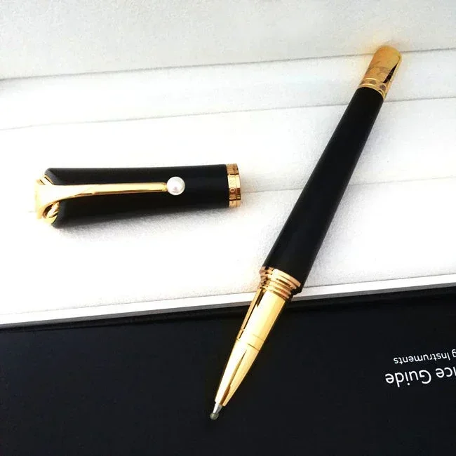 2025 bolígrafo rojo rosa negro oro perla clip Muse Marilyn Monroe rolller bolígrafos papelería coreana: Azul marino / efectivo