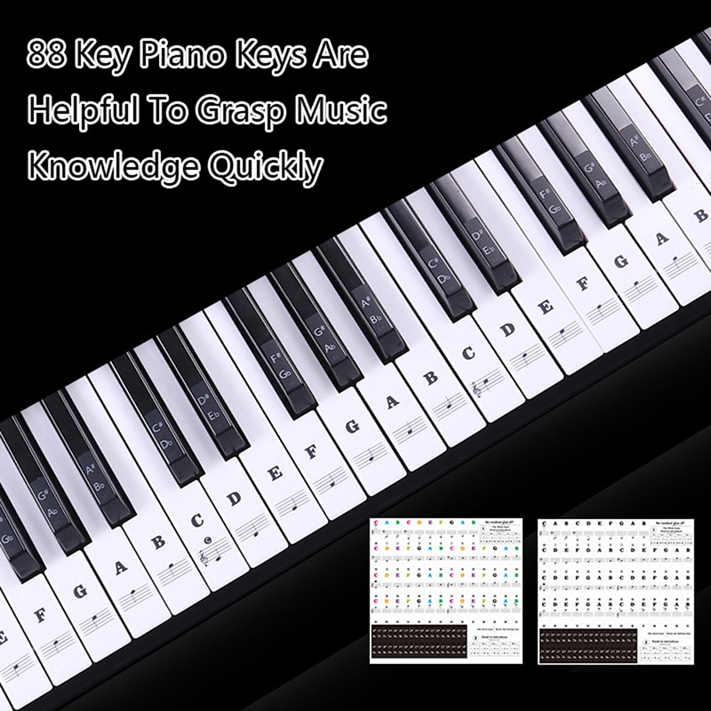 54 61 88 Zwart Gekleurde Transparante Piano Toetsenbord Stickers Elektronische Piano Stickers Stave Notatie Note Key Stickers