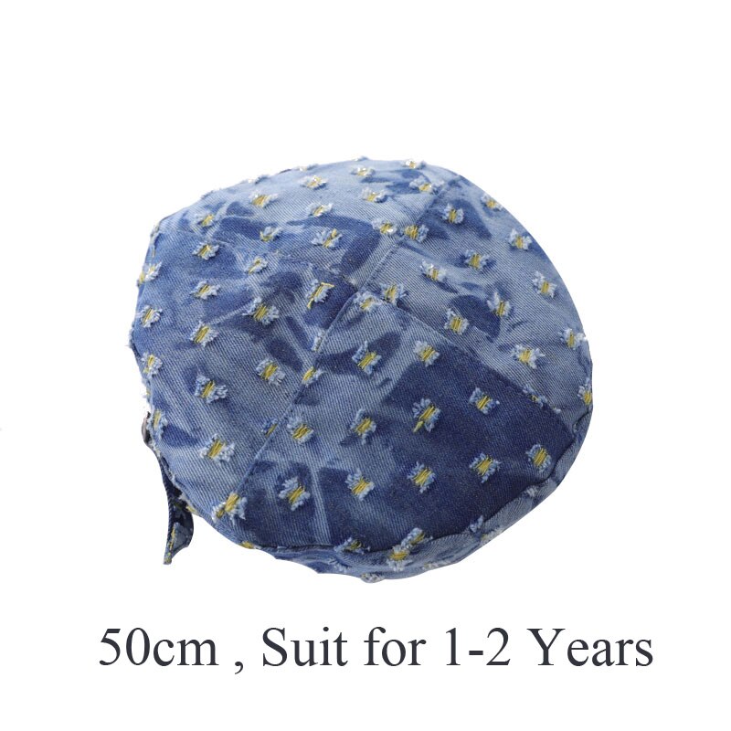 Baby Hat Denim Broken Hole Bucket Hat Kids Cap for Boy Cotton Children Girls Hats: 50cm