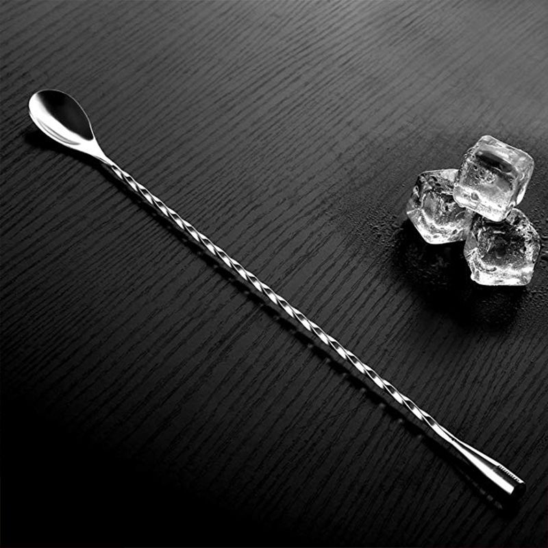 1 stk 30cm blande cocktailskjeer i rustfritt stål spiralmønsterstang dråpeskje røreskje barverktøy bartenderverktøy