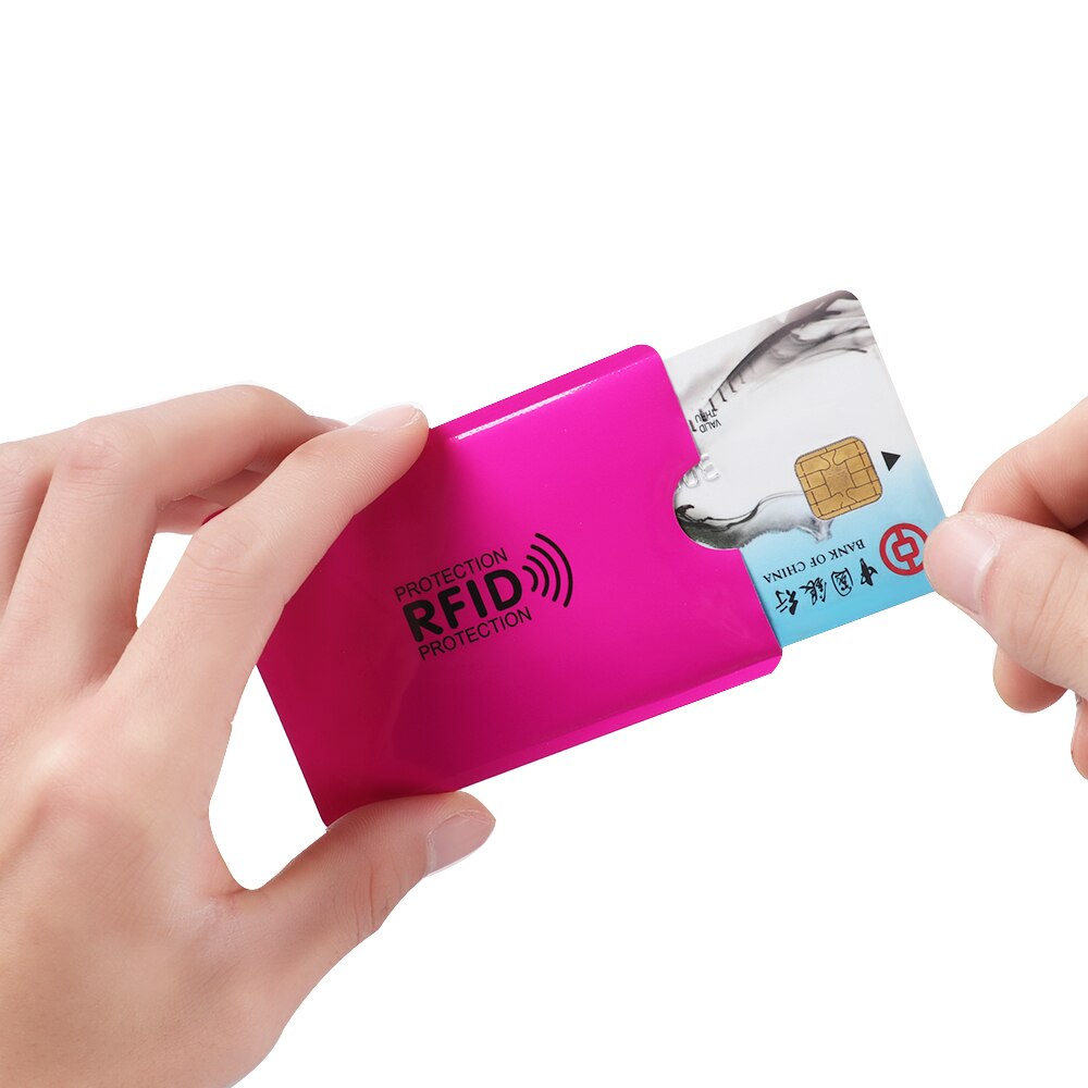 Lot de 5 protections de cartes bancaires anti-démagnétisation en aluminium, sac de protection rfid, brosse antivol nfc, porte-cartes d'identité, bureau