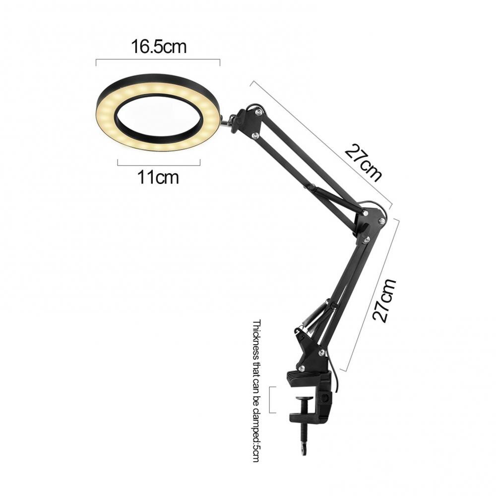 160mm 8X Illuminated Magnifier USB 3 Colors 64 LED Magnifying Glass Table Lamp lamp is powered connected with computer or laptop