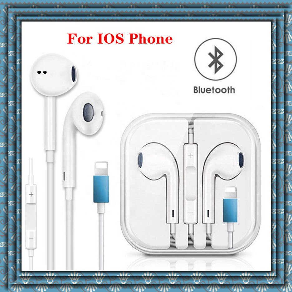 Voor Iphone Bluetooth Oortelefoon Hoofdtelefoon Mic Oordopjes Headset Geluidsisolerende In-Ear Bedrade Lightning Oortelefoon Voor Iphone 7X11 12