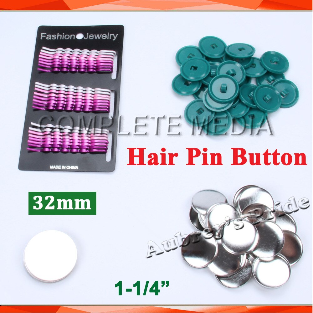 1-1/4 " 32mm 100 sæt forsyningsmaterialer til hårnålsknap til pro badge-knapfremstillingsmaskine