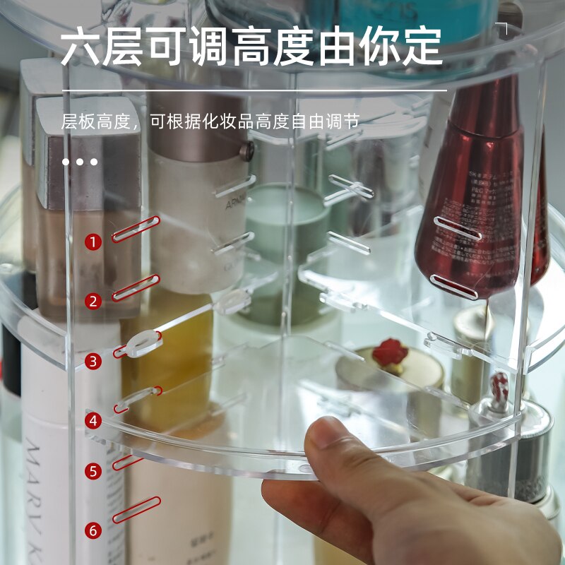 Caixa de armazenamento 360 acrílico transparente e grande capacidade gaveta organizador de joias preta maquiagem acrílico contendo luz de luxo