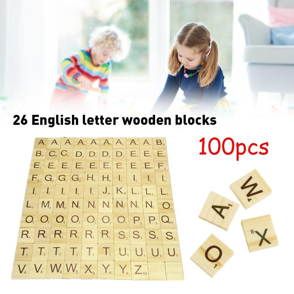 26 Engels Alfabet Houten Pleinen Kinderen Vroeg Jigsaw Onderwijs Packs Puzzel Chips Alfabet Hout 100 B6M0