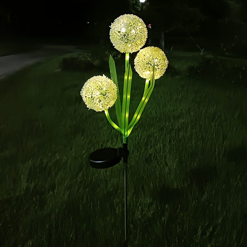 Luces LED solares de diente de león para decoración de jardín/Patio/césped, luces solares impermeables para patio al aire libre, perfectas para fiestas y graduación: Color blanco cálido