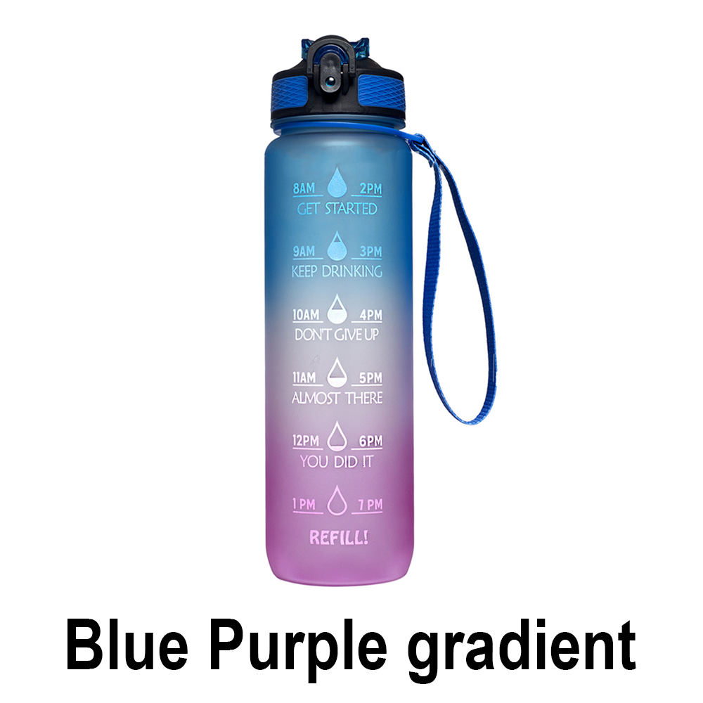 32 Oz Leakproof Drinking Water Bottle Carry Strap Straw Leak Proof Sport Water Jug for Hiking Fitness Outdoor Camping: Blue purple
