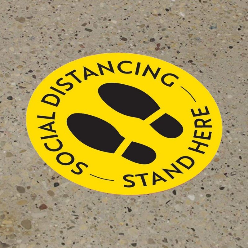 Social Distancing Floor Decals Safety Floor Sign Marker poster Maintain 6 Foot Distance Anti-Slip, Commercial Grade 11' Round: A1