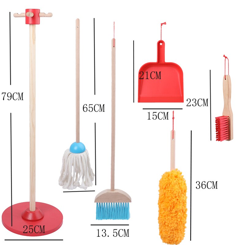6 pièces enfants enfants ménage jouets nettoyage balayage vadrouille balai brosse pelle à poussière vraiment vie jouet Playset enfant semblant jouer outil