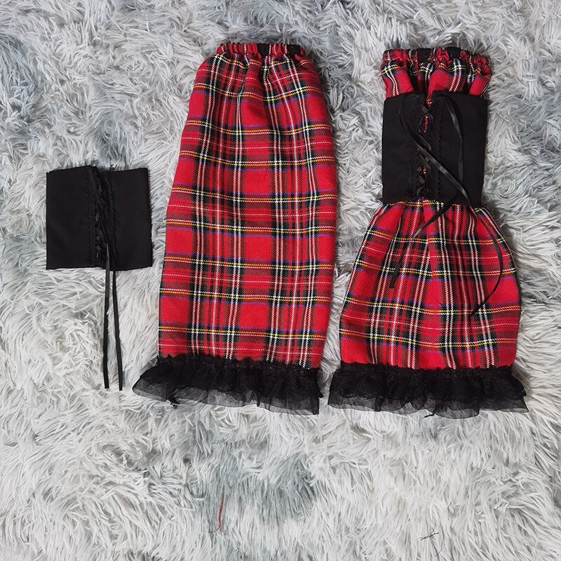 Lolita-calcetines largos Harajuku para mujer, medias de coreana Y2k, calentador de piernas para chica a cuadros, Jk, de encaje negro: NO.8(with garter)