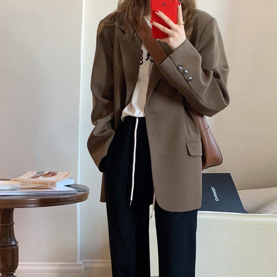 Blazers negros de primavera para Mujer, trajes elegantes de oficina informales de estilo coreano, con cuello de muescas único, versátiles y Chic