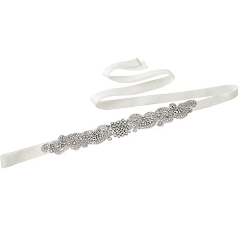 Topqueen S366 Koninklijke Medaille Ambachtelijke Bruid Riem India Kant Bridal Riemen Hand Made Wedding Sjerpriem Kralen Riem Voor Bruiloft jurk: Off white