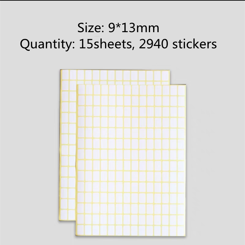 15Sheets Paper Self Adhesive Sticky White Label Name Stickers Blank Note Label Bar DIY Stationery Sticker Various Sizes Optional: Orange