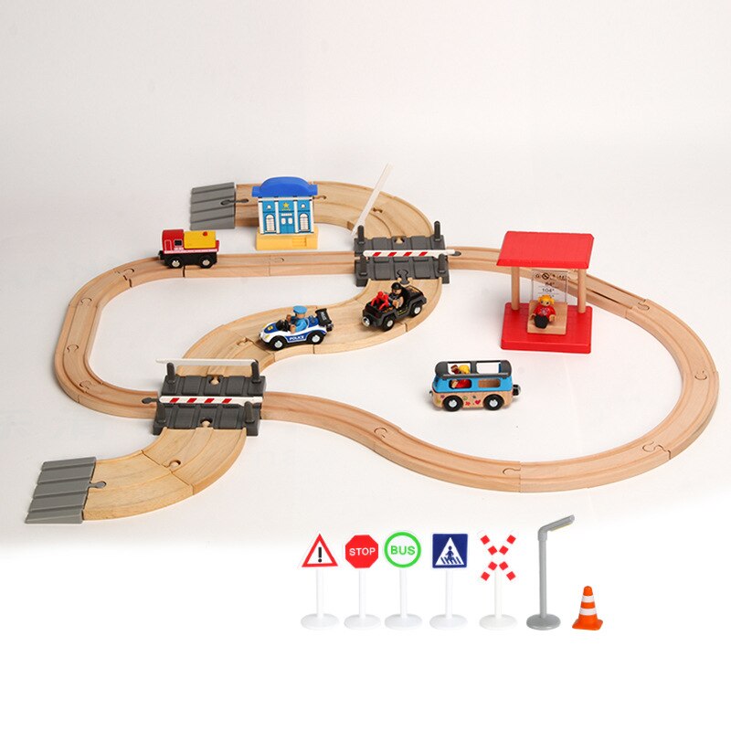 EDWONE-Two Way Road Track Marciapiede Legno Ferroviario Gru Treno Taxi Auto Slot Per Accessori Giocattolo Per Bambini Regali di Natale Fit THOM COME BIRO Giocattoli: B SET