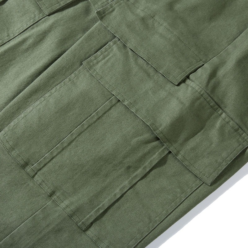 Pantalon cargo décontracté en coton 6xl homme, 5xl taille, taille élastique, multi-poches, kaki, vert