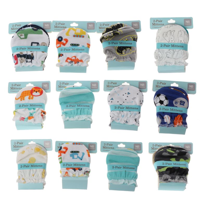 2Pairs di trasporto di Modo Del Bambino Anti Graffi Guanti di Protezione Neonato Viso Cotone Scratch Mittens