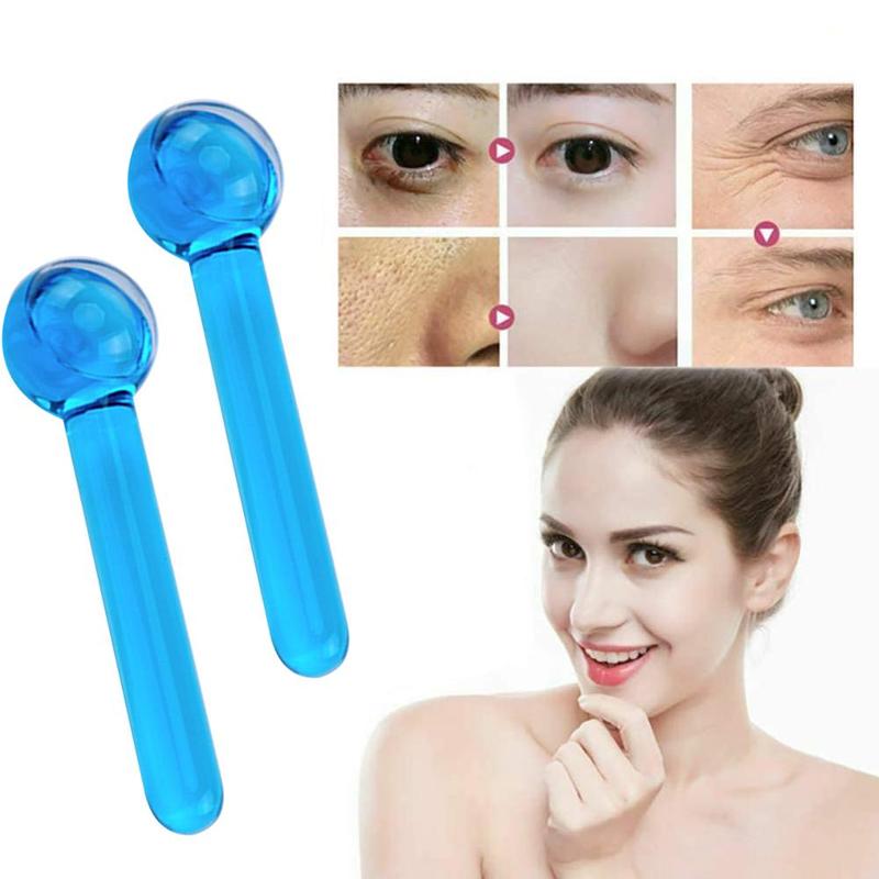 Rodillo de frío para masaje facial y cuello para mujer, bola de cristal antiarrugas cómoda, 2 uds.