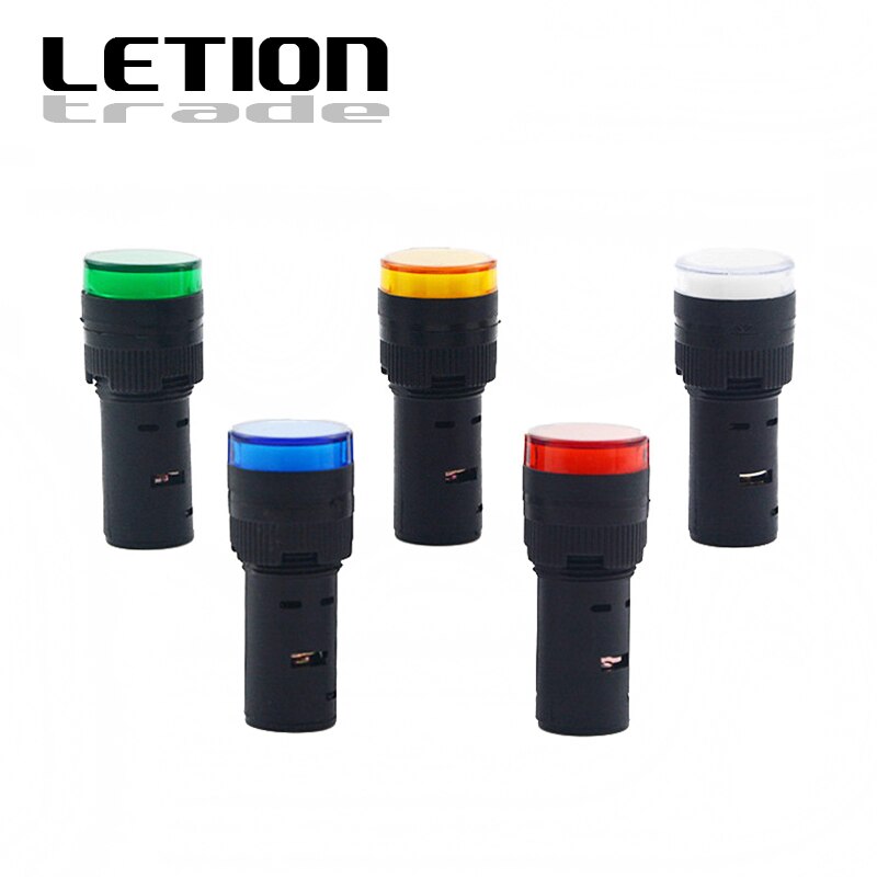 16mm 12V 24V 220V Panel Mount LED Power Indicator Pilot Signal Light Lamp Red Blue White Green Yellow