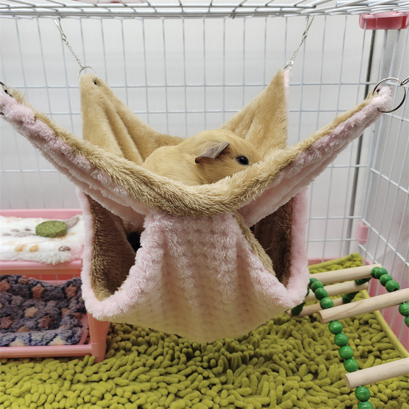 Winter-Hängematte für Ratten, warmes Bett, doppellagig, dicker Plüsch, Hamster, Chinchilla, Haus, Nest, Schlafsack, hängender Baum, Meerschweinchen-KäFeige: S / Licht Grau