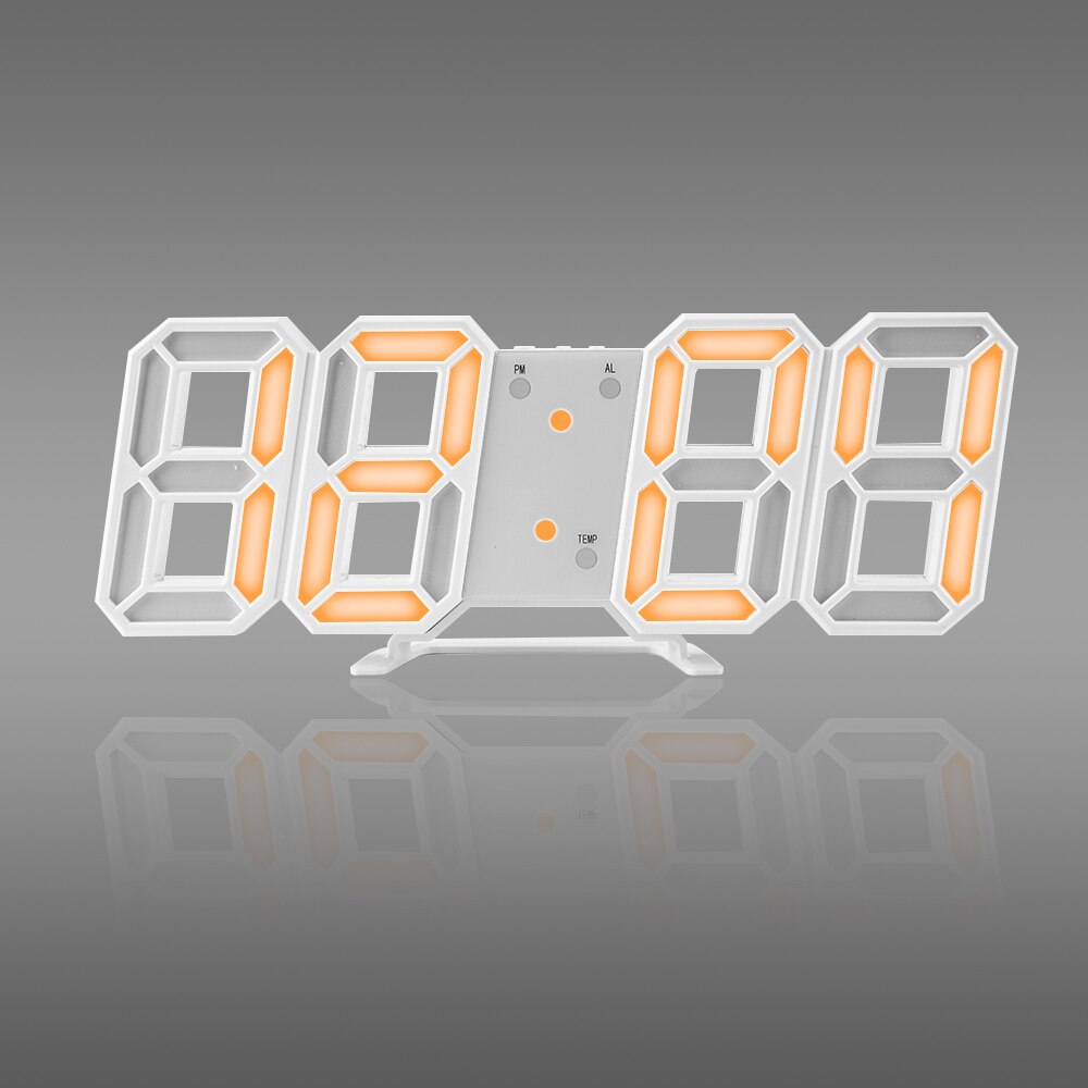 3D LED Wanduhr Moderne Digitale Tisch Uhr Alarm Nachtlicht Uhr Für Heimat Wohnzimmer Dekoration: Orange A