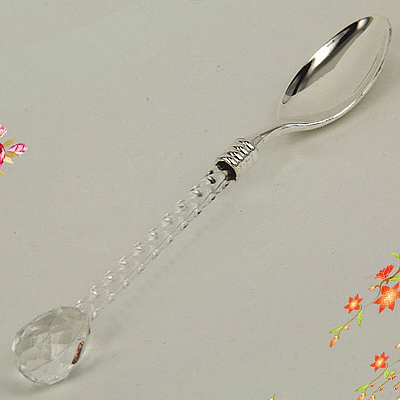 1PC estilo real clásico Cristal Tallado café cubertería, cuchara de postre cuchara para té o café pastel cuchara de postre