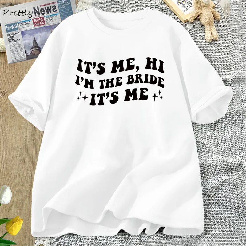 Det er mig, hej, jeg er bruden, det er mig, t-shirt til kvinder, sjov retro, groovy brud, brude-polterabend-t-shirt med korte ærmer, bomulds-t-shirt med tøj