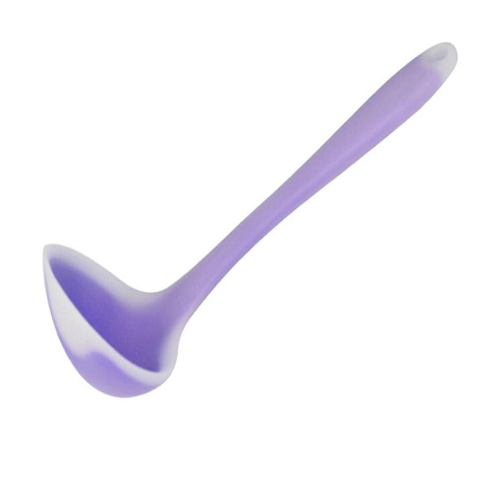 Translucent Nonstick Silicone Spoon High-Temperature Anti Handle Soup Spoon Kitchen Cooking Tools Accessories Spoon: purple