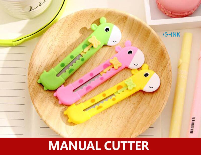20 stks/partij, Giraffe Mini Handleiding Cutter voor Kids, leuke envelop opener Brief Cutter, Mini Papier Cutter Mes