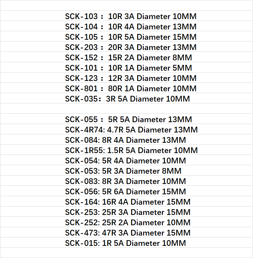 NTC termistor SCK 015 SCK-015 1R 5A SCK-035 035 3R SCK-053 053 053 5R 3A SCK-054 4A SCK-055 SCK-056 6A SCK-801 SCK801 80R 1A