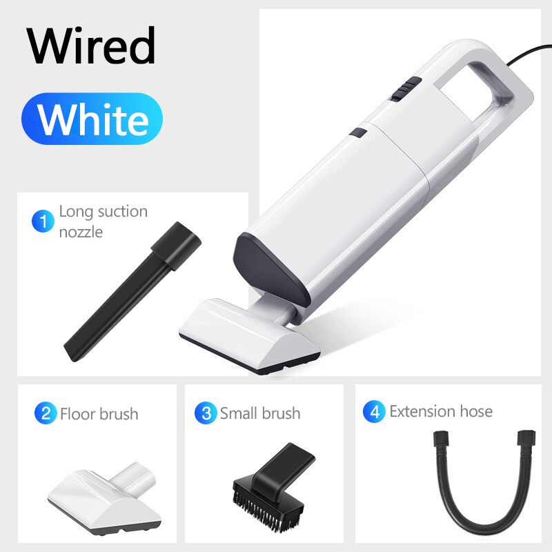 Car Vacuum Cleaner Wet and Dry 12V 120W 4000Pa Wired/Wireless Handheld Auto Vacuum Cleaner Universal Strong Suction Home Vacuum: White Wired
