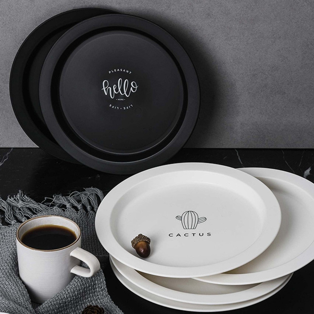 plato de aperitivos Blanco/Negro, plato de almuerzo, pastel, fruta, plato de golosinas, bandeja de plato, plato redondo minimalista moderno y xs